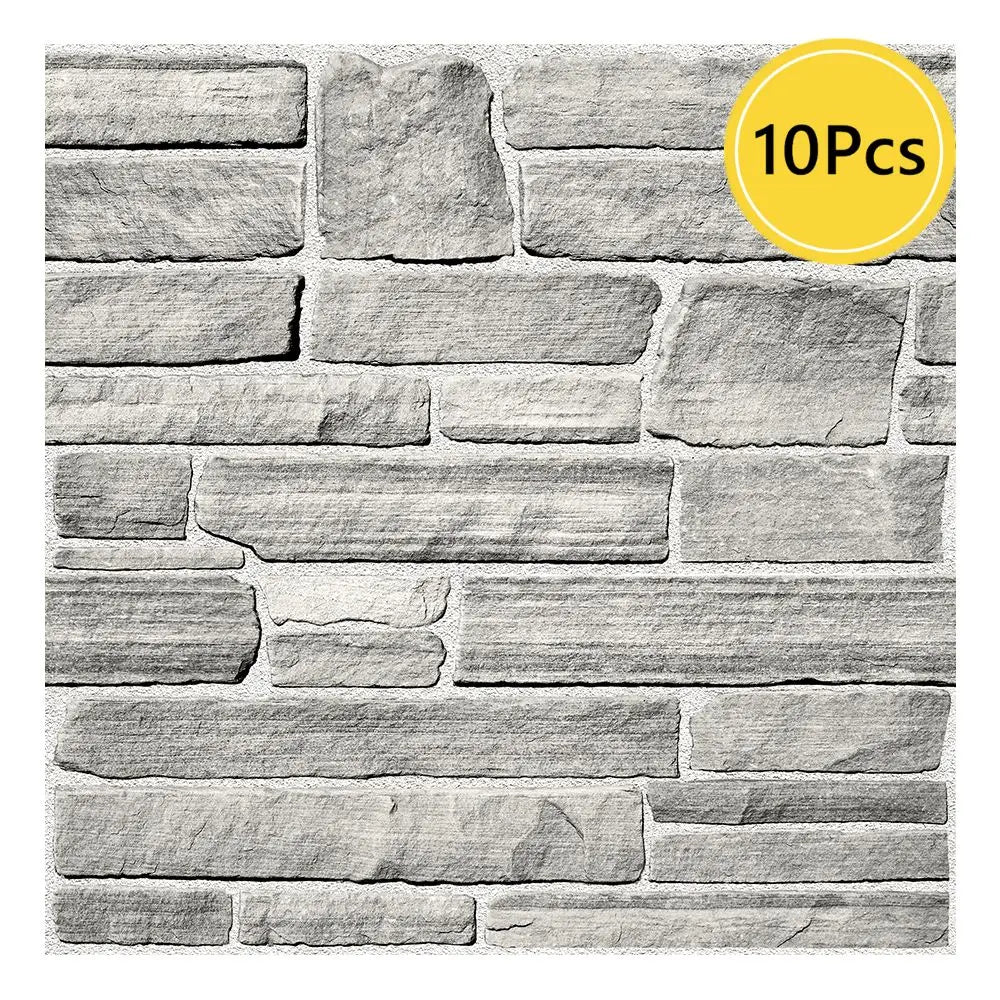 3D Faux Stone Self-Adhesive Wall Panels 10-Pack 9.7sqft Vintage Style