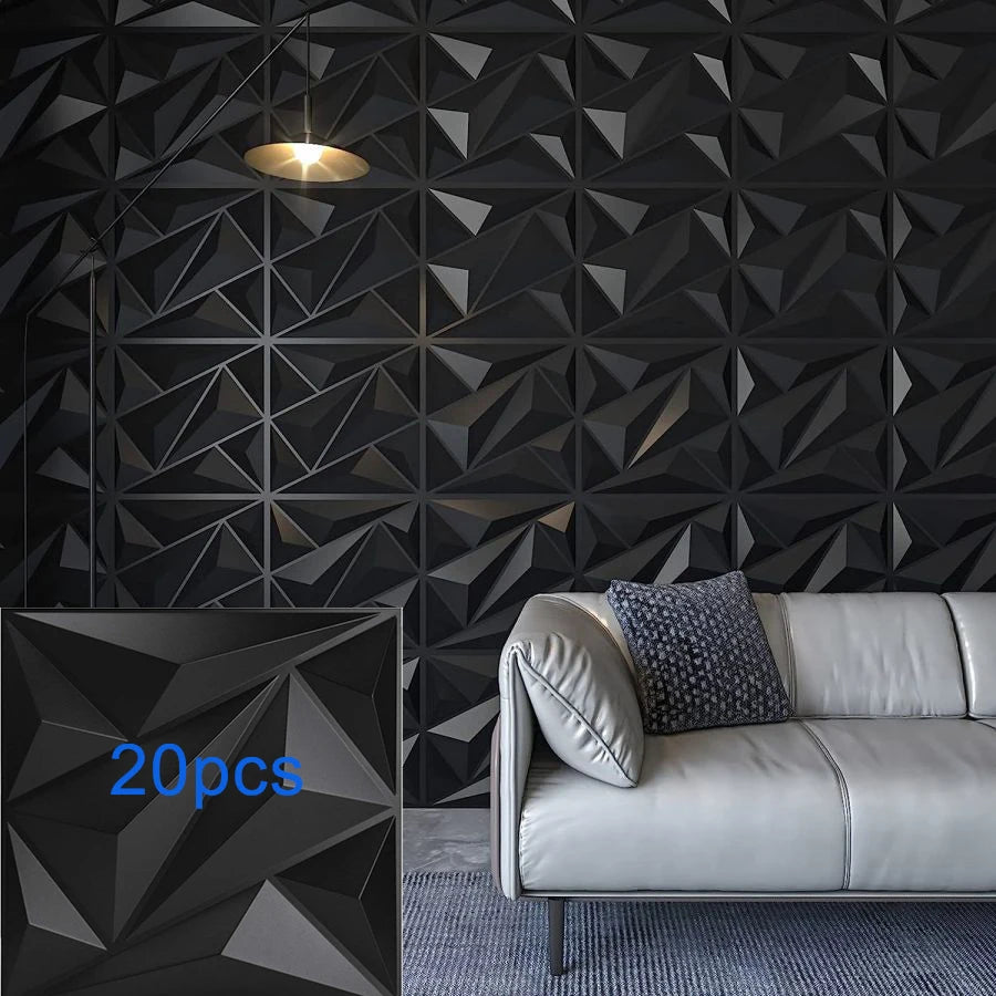 3D Textured PVC Wall Panels 12-20 Pack 11.81x11.81in Modern Style