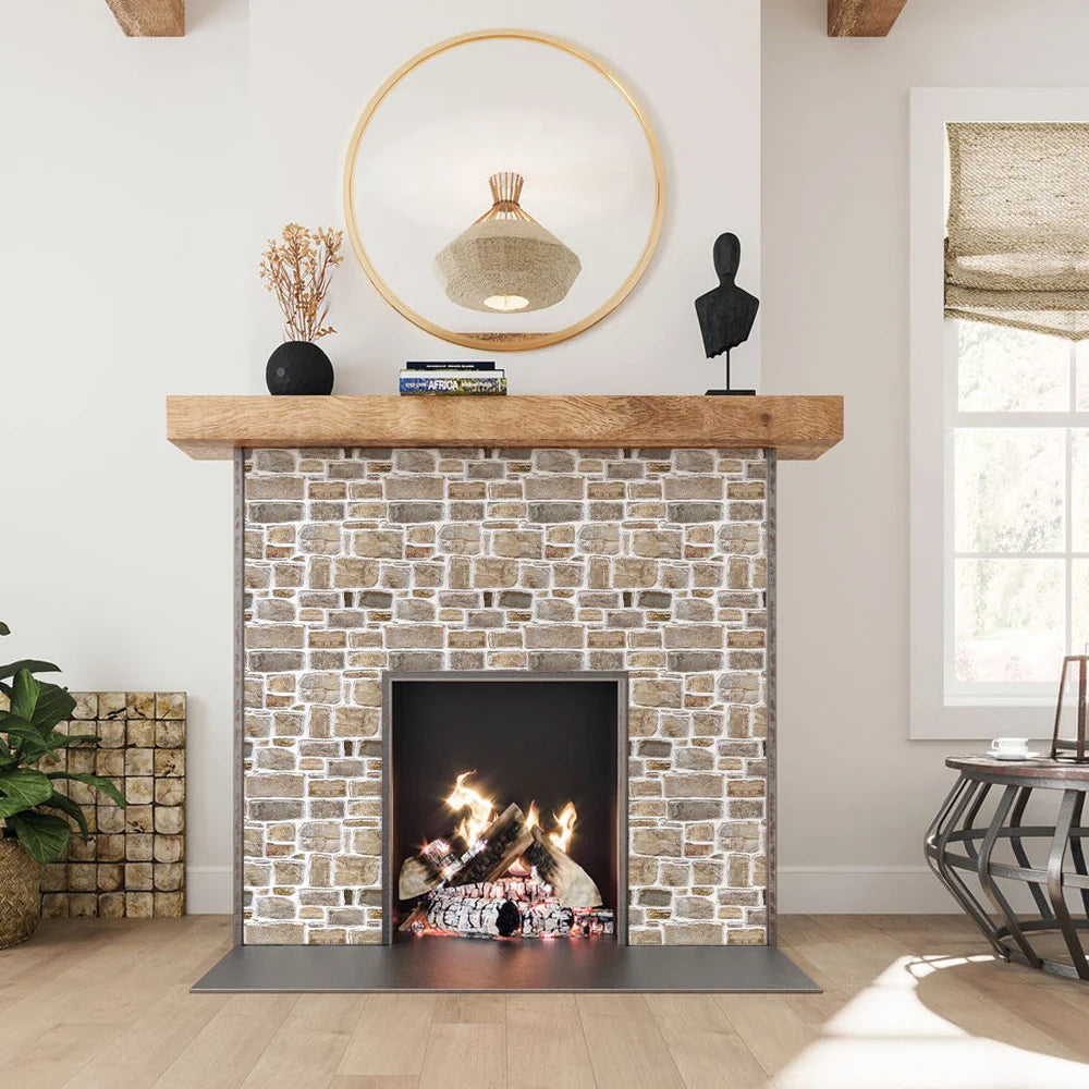 3D Faux Stone Self-Adhesive Wall Panels 10-Pack 9.7sqft Vintage Style