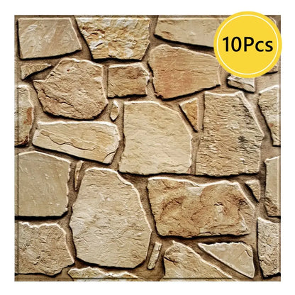 3D Faux Stone Self-Adhesive Wall Panels 10-Pack 9.7sqft Vintage Style