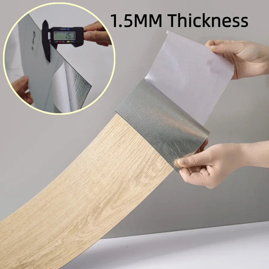10-Pack Self-Adhesive PVC Floor Stickers 15.75x5.98in Wood Grain Waterproof