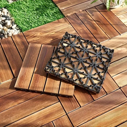 Carbonized Solid Wood Flooring Tiles for Outdoor Patio Balcony Garden