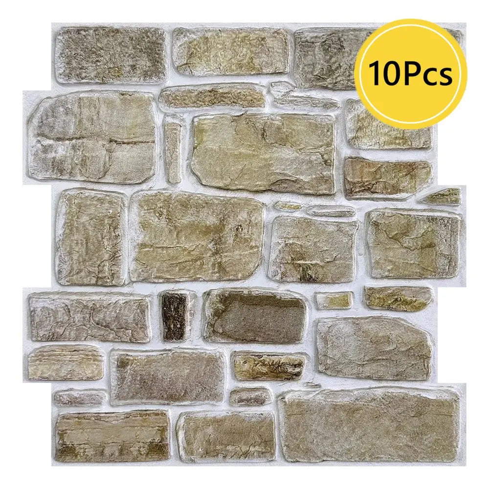 3D Faux Stone Self-Adhesive Wall Panels 10-Pack 9.7sqft Vintage Style