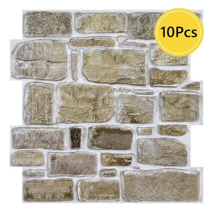 3D Faux Stone Self-Adhesive Wall Panels 10-Pack 9.7sqft Vintage Style