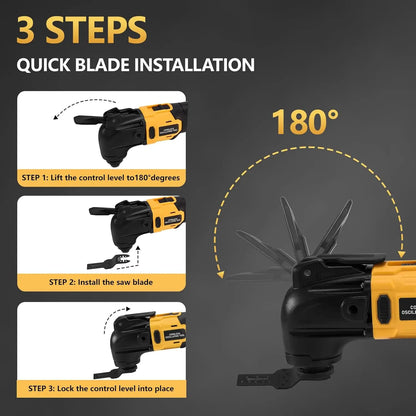 Brushless Cordless Oscillating Multi-Tool 6-Speed 8500-20000 OPM Quick-Change 23-Piece Kit for DeWalt 20V Battery