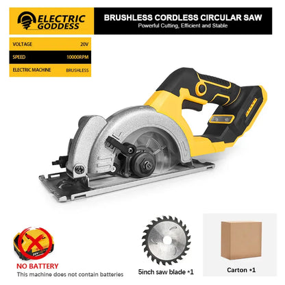 Powerful 5-inch Brushless Cordless Circular Saw Dewalt Power Compatible 20V