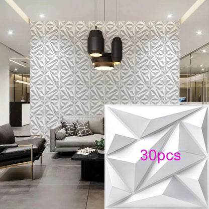 3D Geometric PVC Wall Panels 30-Pack 11.8x11.8in Modern Style Waterproof