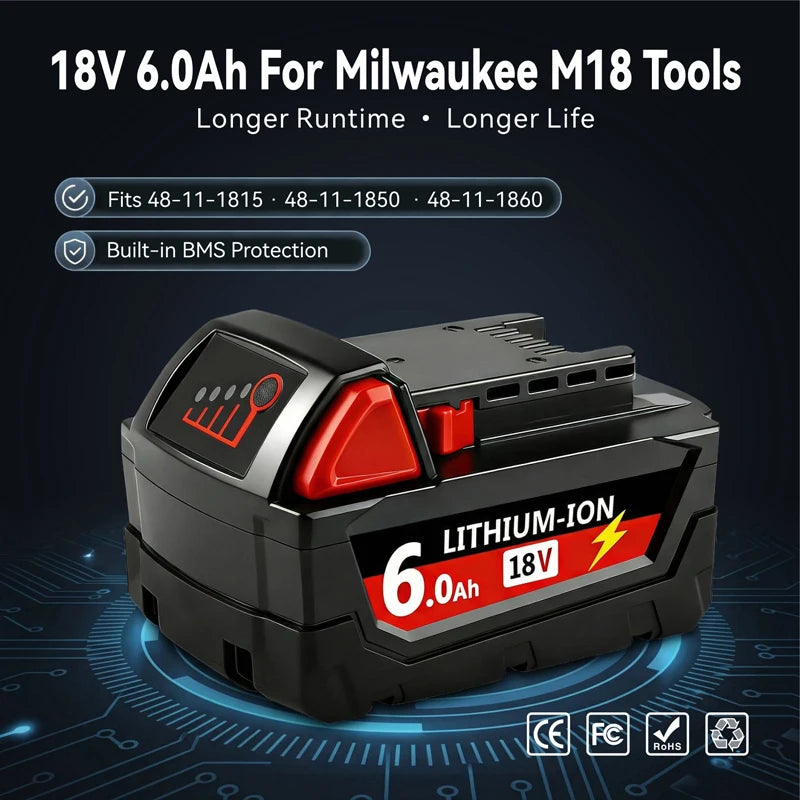 18V Lithium-ion Replacement Battery for M18 Cordless Power Tools