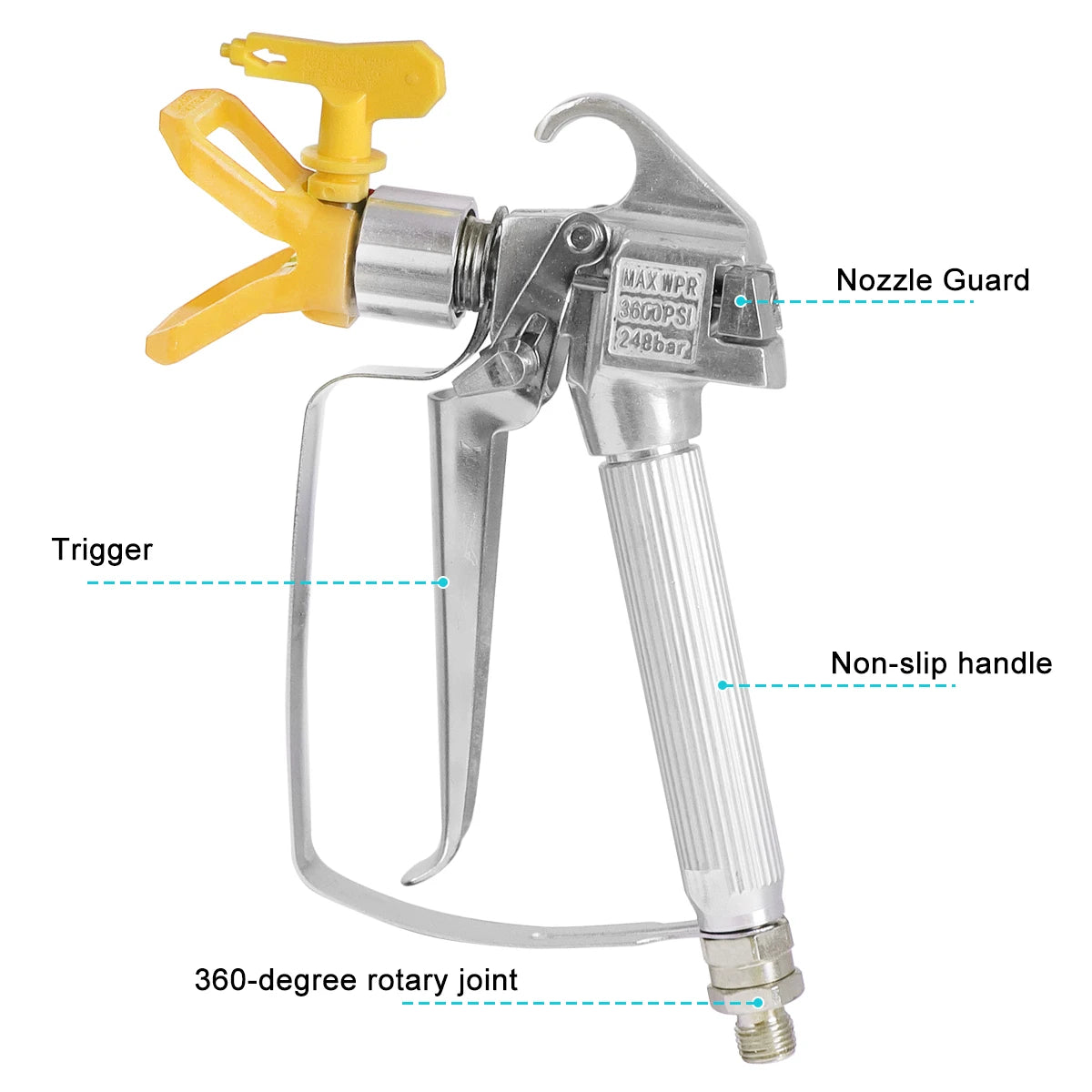 3600 PSI High Pressure Airless Paint Spray Gun with 517 Tip & Nozzle Guard