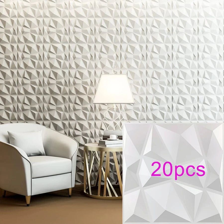 3D Geometric PVC Wall Panels 30-Pack 11.8x11.8in Modern Style Waterproof