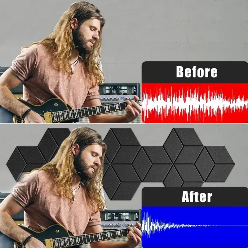Self-Adhesive Hexagon Acoustic Foam Wall Panels 18-Pack Sound Insulation for Studio Office