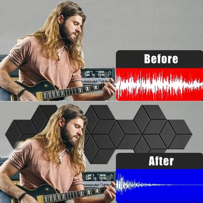Self-Adhesive Hexagon Acoustic Foam Wall Panels 18-Pack Sound Insulation for Studio Office
