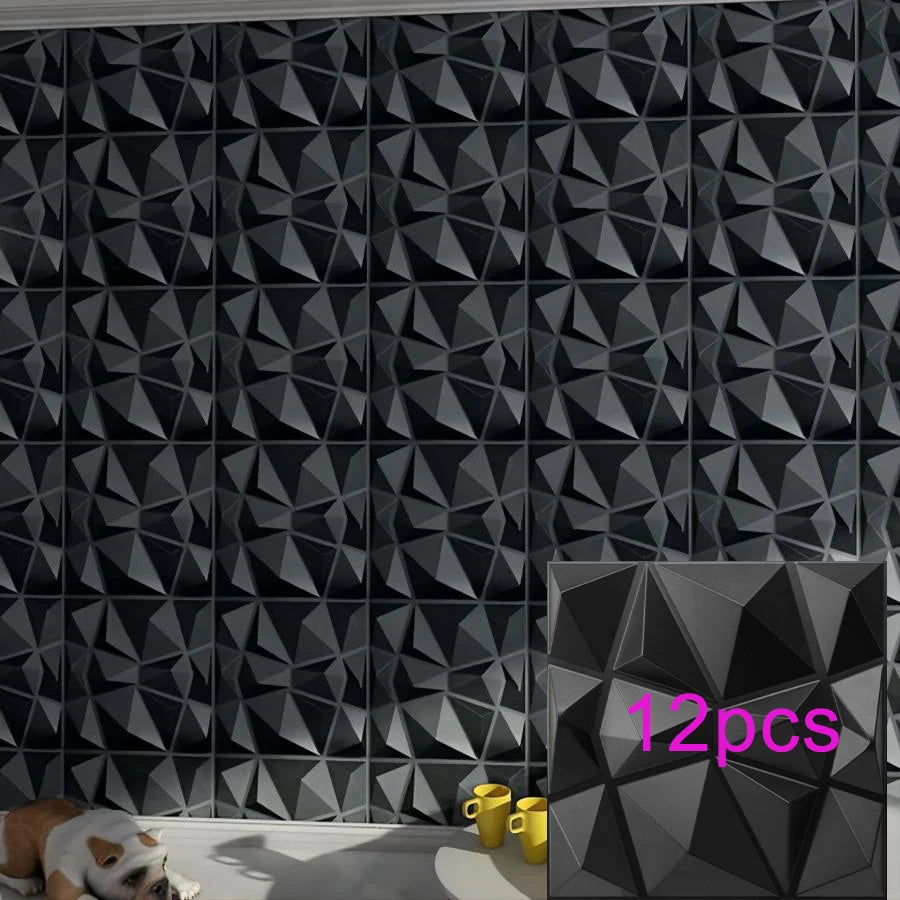 3D Geometric PVC Wall Panels 30-Pack 11.8x11.8in Modern Style Waterproof