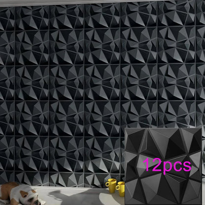 3D Geometric PVC Wall Panels 30-Pack 11.8x11.8in Modern Style Waterproof