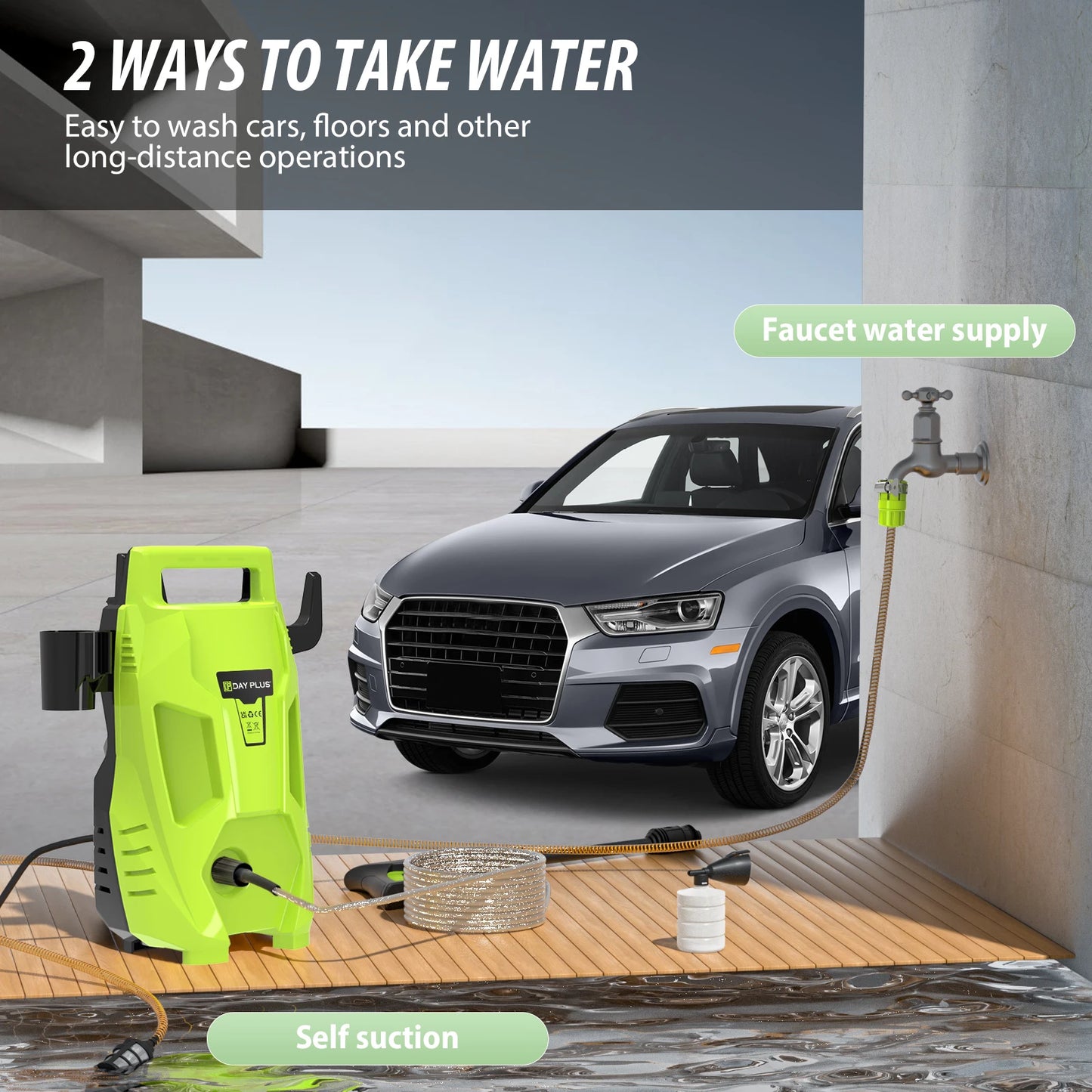2300W Electric Pressure Washer 2050PSI 1.6GPM with Adjustable Nozzle and Detergent Tank