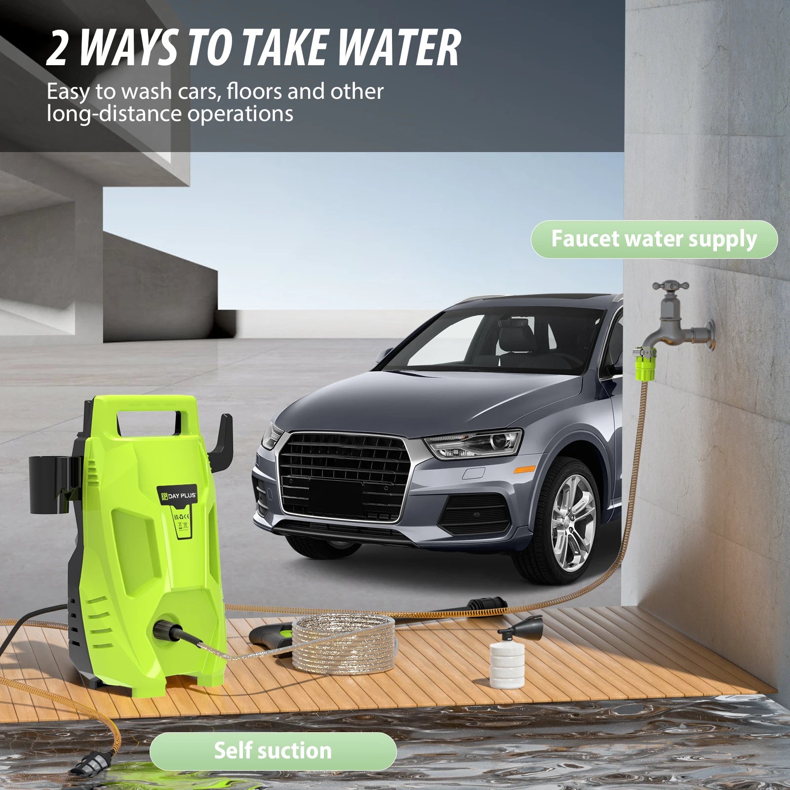 2300W Electric Pressure Washer 2050PSI 1.6GPM with Adjustable Nozzle and Detergent Tank