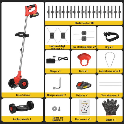 Cordless Grass Trimmer Adjustable Length Lawn Mower Wheels Handheld Brush Cutter Weed Eater for Makita 18V Battery Pin