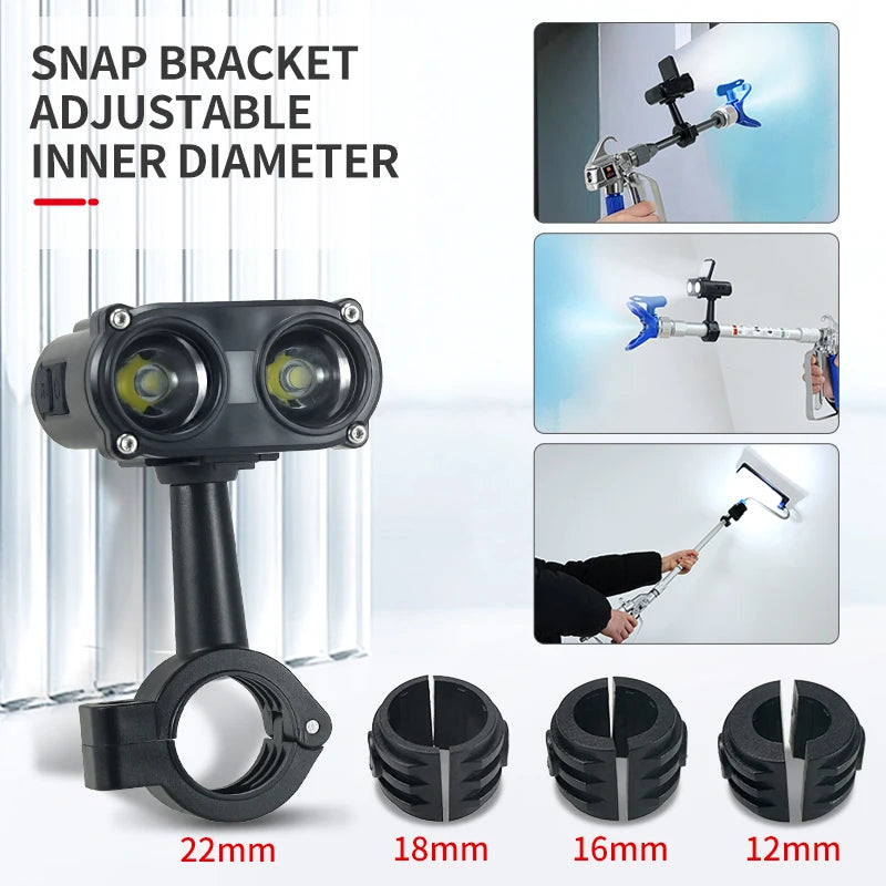 Adjustable bracket diameters – Airless Spray Gun LED Sensor Light, Rechargeable