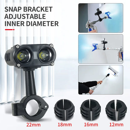 Adjustable bracket diameters – Airless Spray Gun LED Sensor Light, Rechargeable
