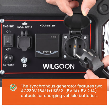 1000W Portable Inverter Generator 105cc 4-Stroke Gasoline 230V AC USB for Camping Motorhome