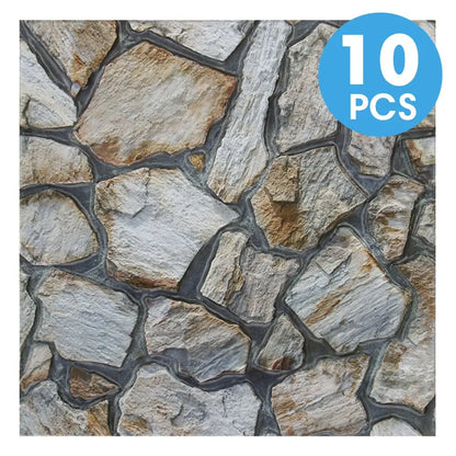 3D Faux Stone Self-Adhesive Wall Panels 10-20 Pack 9.7sqft Grey