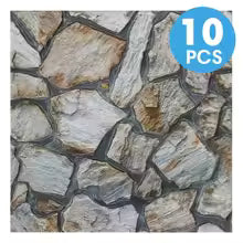 3D Faux Stone Self-Adhesive Wall Panels 10-20 Pack 9.7sqft Grey