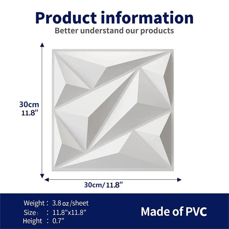 3D Textured PVC Wall Panels 12-20 Pack 11.81x11.81in Modern Style