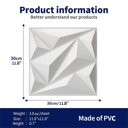 3D Textured PVC Wall Panels 12-20 Pack 11.81x11.81in Modern Style