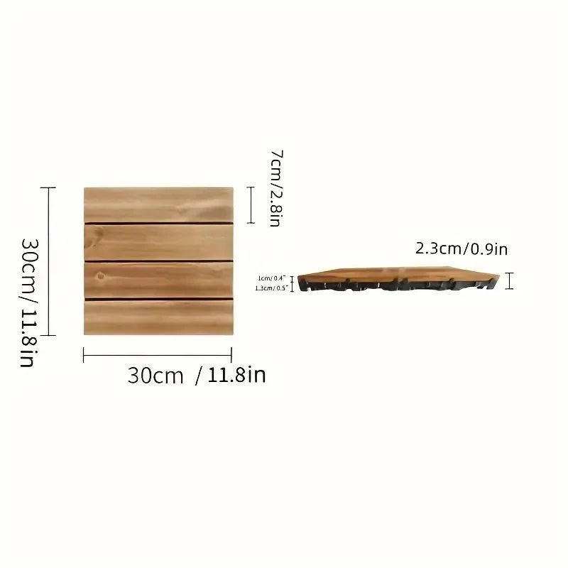 Carbonized Solid Wood Flooring Tiles for Outdoor Patio Balcony Garden