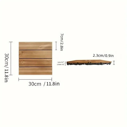 Carbonized Solid Wood Flooring Tiles for Outdoor Patio Balcony Garden