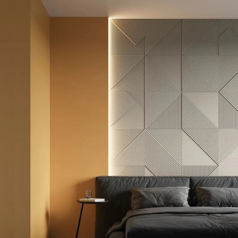 3D Wave Stripe PVC Wall Panel Pack of 4 19.6x19.6in Modern Style