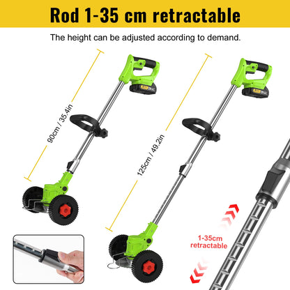 Cordless Grass Trimmer Adjustable Length Lawn Mower Wheels Handheld Brush Cutter Weed Eater for Makita 18V Battery Pin