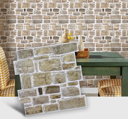 3D Faux Stone Self-Adhesive Wall Panels 10-Pack 9.7sqft Vintage Style