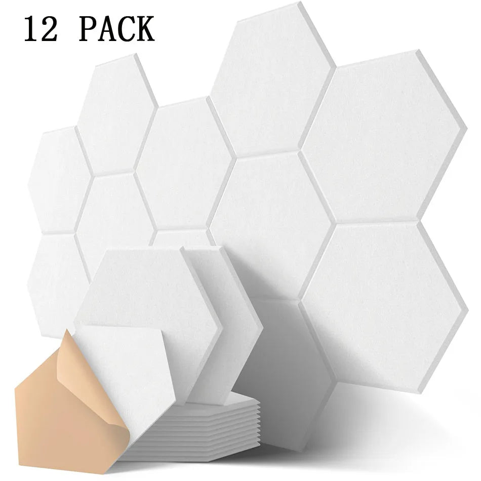 Self-Adhesive Hexagon Acoustic Foam Wall Panels 18-Pack Sound Insulation for Studio Office