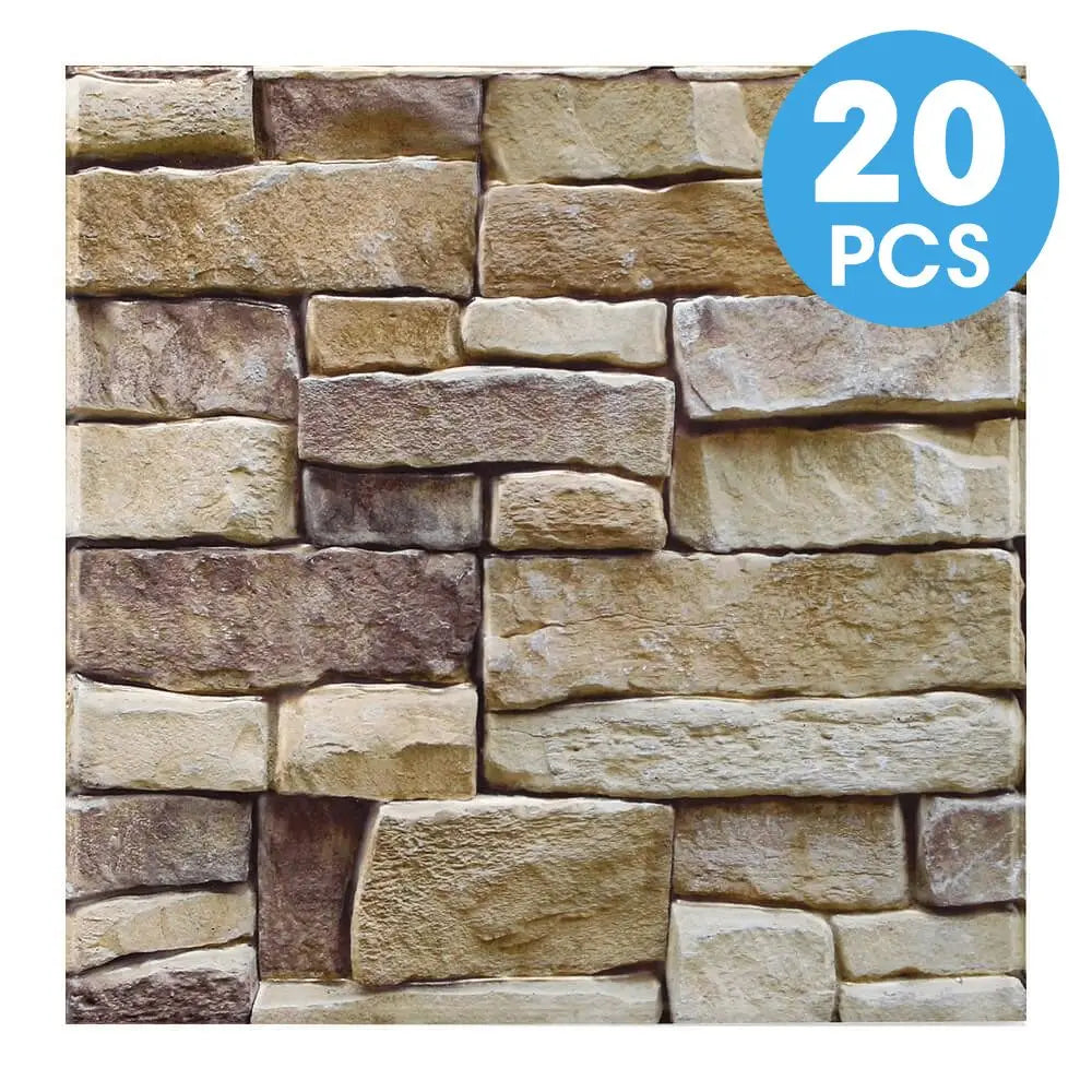 3D Faux Stone Self-Adhesive Wall Panels 10-20 Pack 9.7sqft Grey