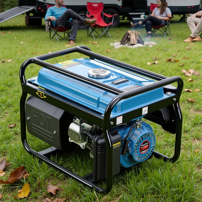 2200W 15L Open-Rack Gasoline Generator 7.0HP 196CC Four-Stroke Air-Cooled Single-Cylinder with Overload Protection for Camping RVs Workshops Garages Construction Sites