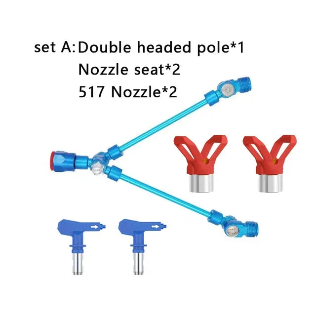Set A: dual pole, nozzle seats and 517 tips – Airless Sprayer Dual-Head Extension Rod