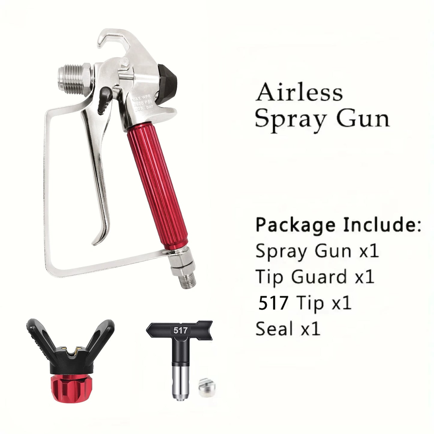 Airless Paint Spray Gun with 517 Nozzle & Hand-Twist Protective Cover