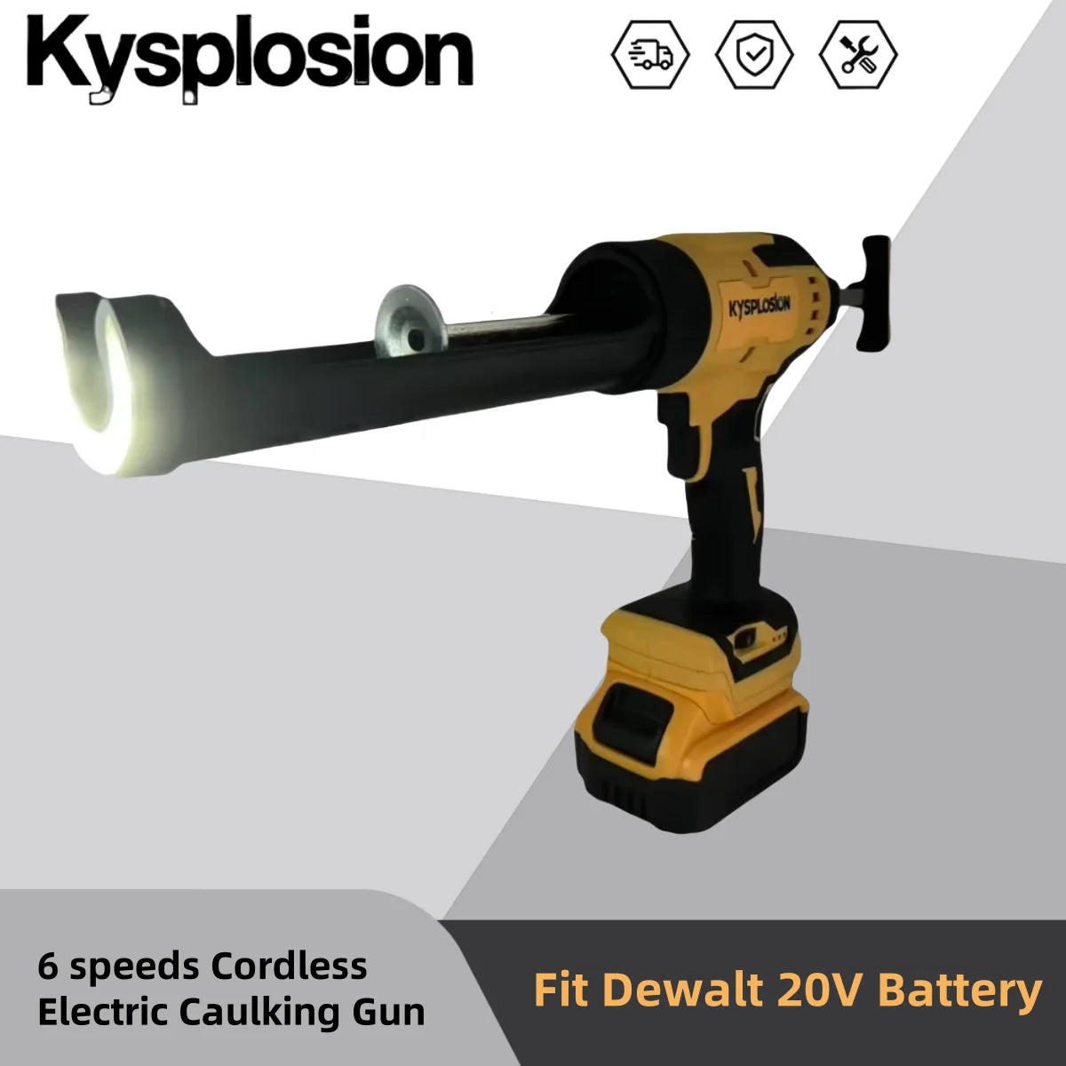 Cordless Caulking Gun 6-Speed with LED Light for 20V Battery