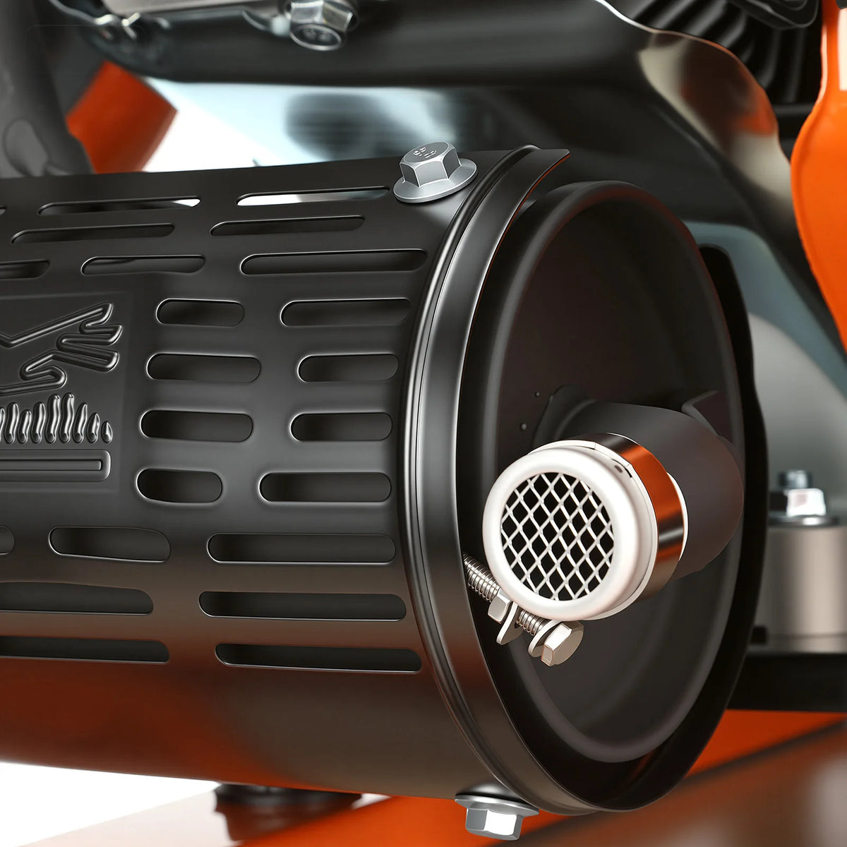 Exhaust detail – 3200W Open-Frame Petrol Generator, 210cc