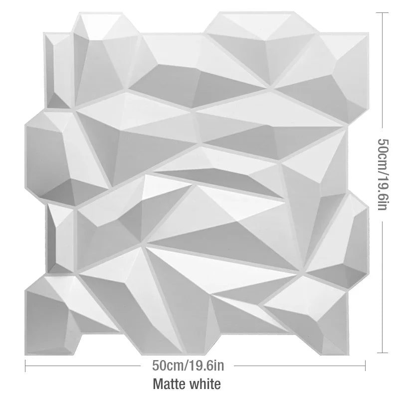 3D Geometric PVC Wall Panel Pack of 12 19.6x19.6in Modern Style