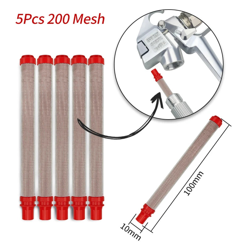 Red 60 mesh filters – Airless Spray Gun Filters 30–200 Mesh, 5-Pack