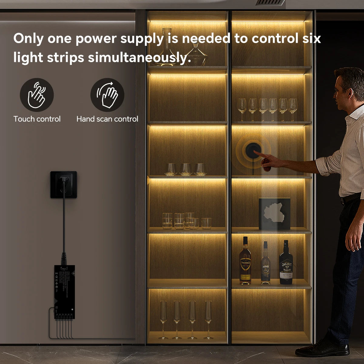 12V COB LED Strip Light Kit with Touch Dimmer for Acoustic Wall Panels