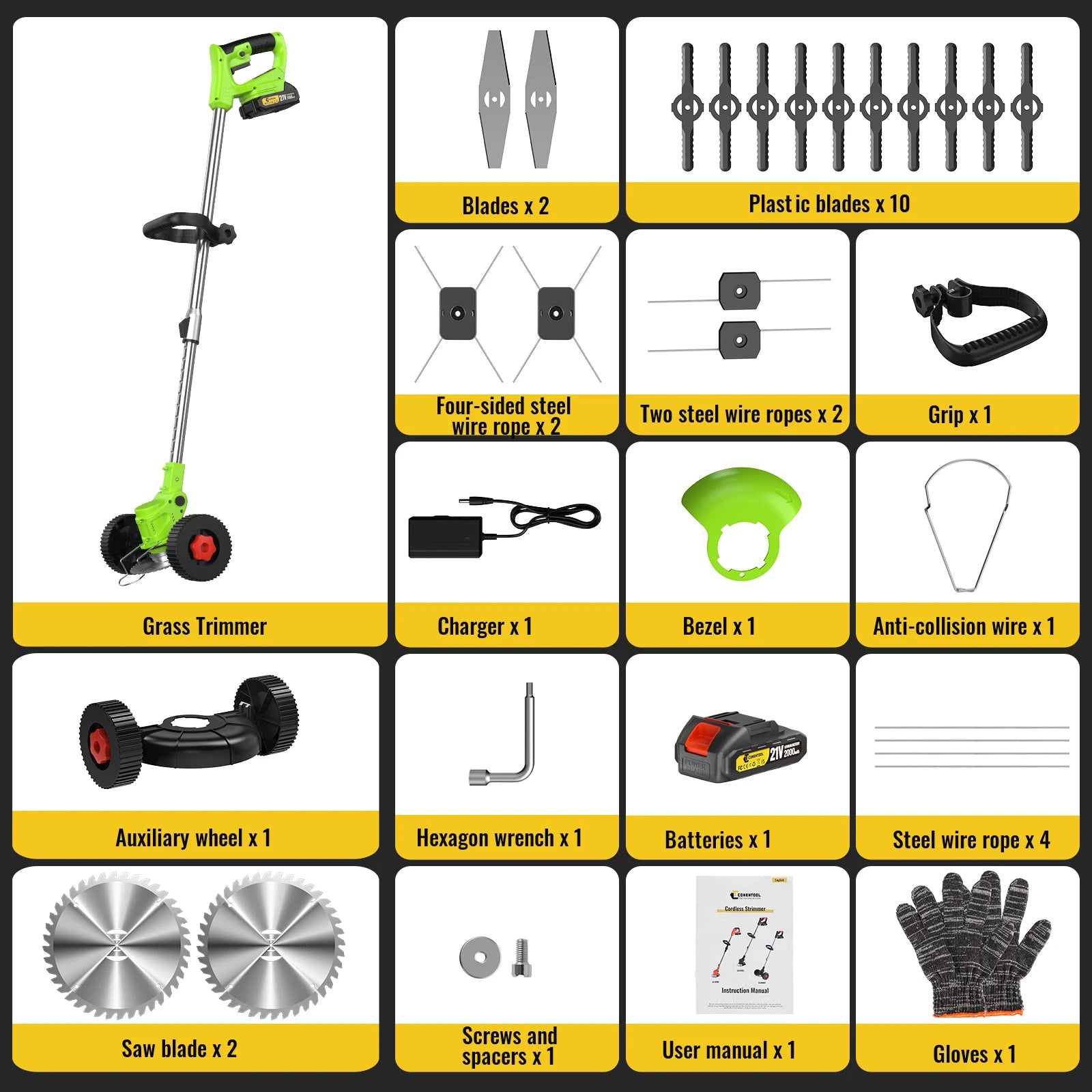 Cordless Grass Trimmer Adjustable Length Lawn Mower Wheels Handheld Brush Cutter Weed Eater for Makita 18V Battery Pin