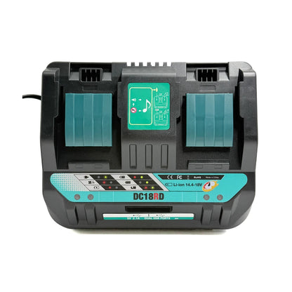 Dual-Port Rapid Battery Charger for Makita 14.4-18V Lithium Batteries DC18RD