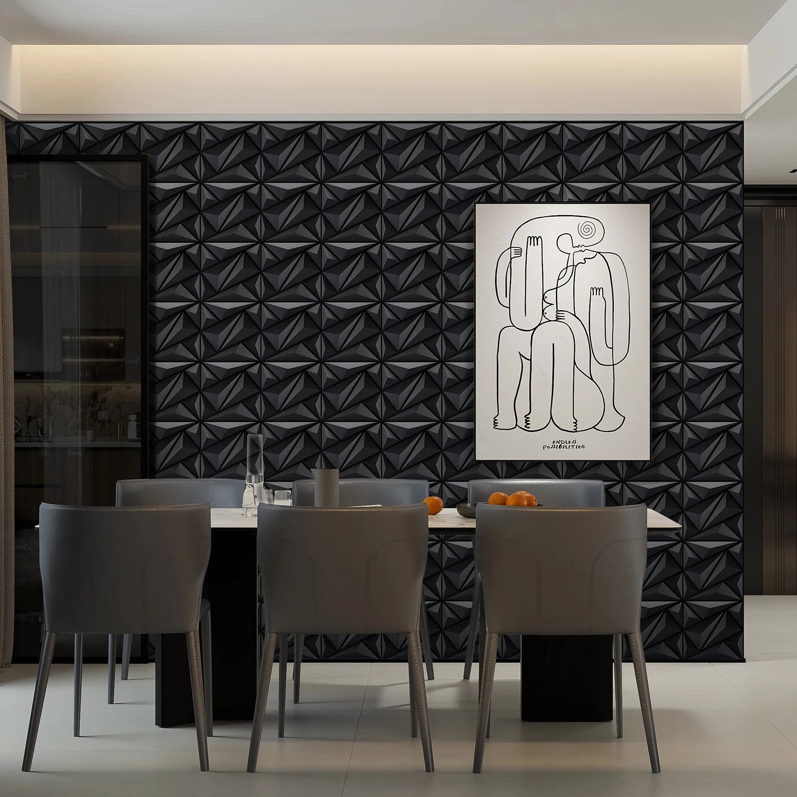 3D Geometric PVC Wall Panels 30-Pack 11.8x11.8in Modern Style Waterproof