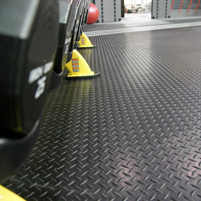 3mm Checker Rubber Flooring Mat Heavy Duty Diamond Pattern 78.7x19.7in Black