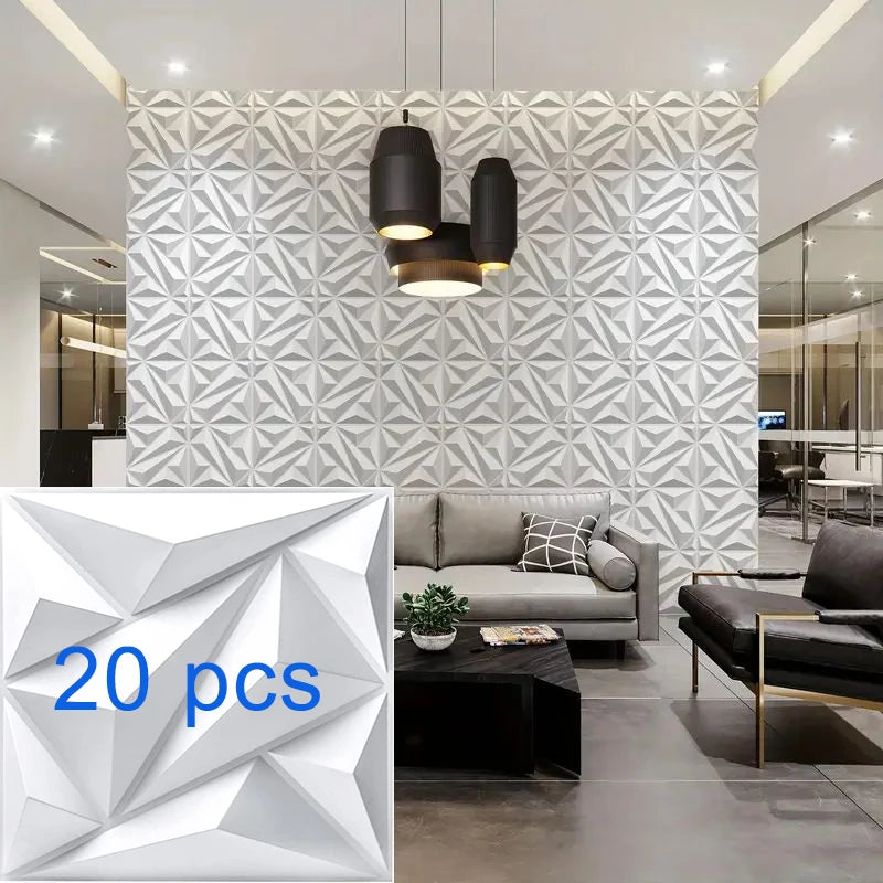 3D Textured PVC Wall Panels 12-20 Pack 11.81x11.81in Modern Style