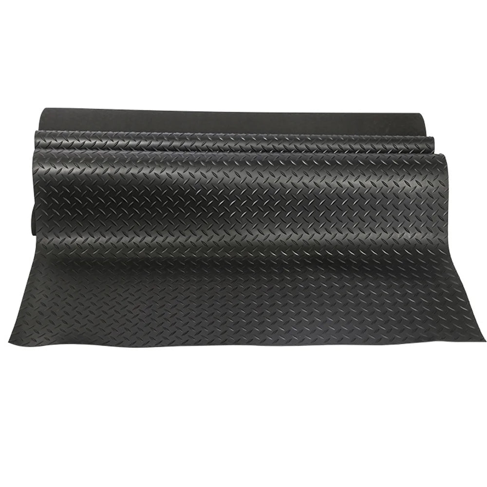 3mm Checker Rubber Flooring Mat Heavy Duty Diamond Pattern 78.7x19.7in Black