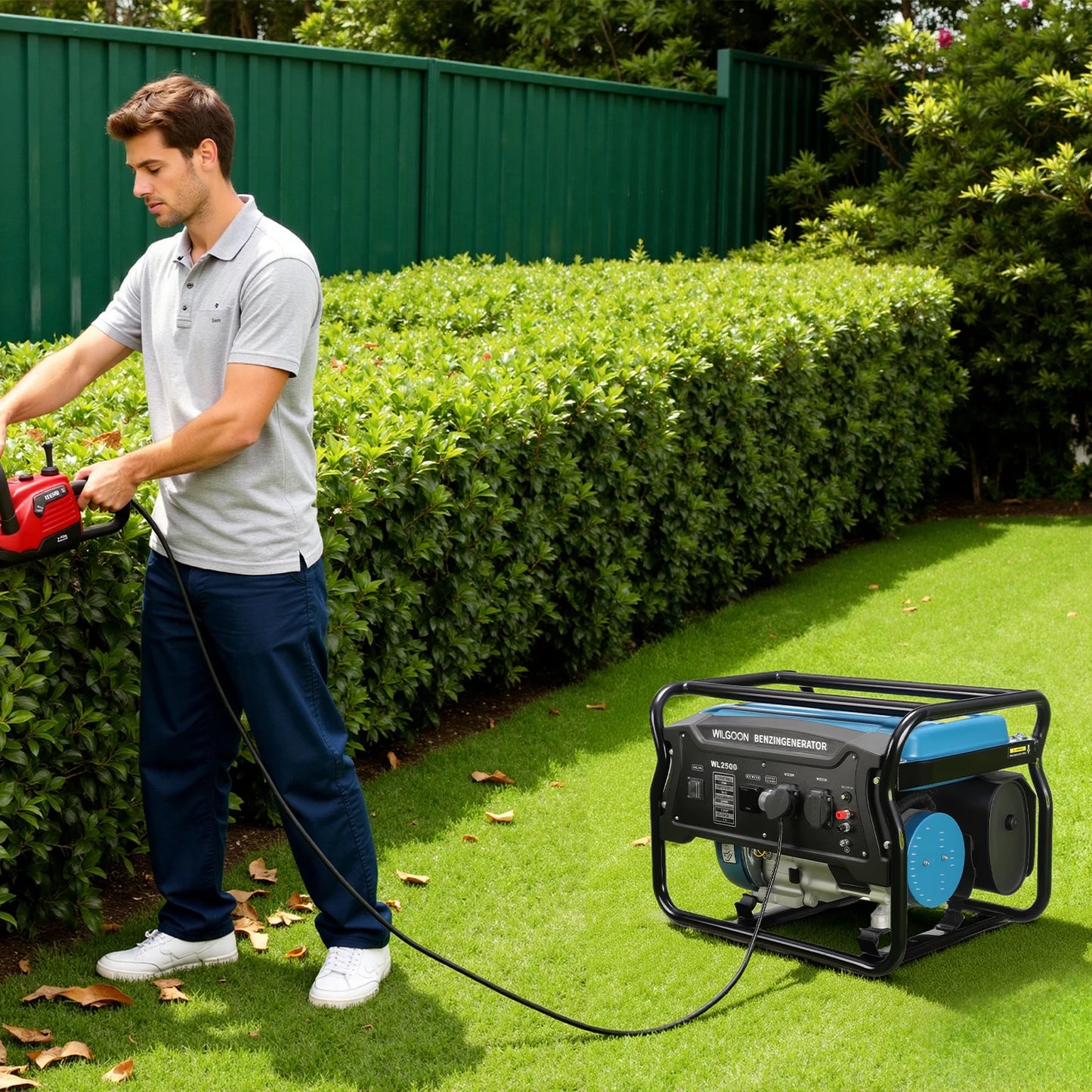 2200W 15L Open-Rack Gasoline Generator 7.0HP 196CC Four-Stroke Air-Cooled Single-Cylinder with Overload Protection for Camping RVs Workshops Garages Construction Sites